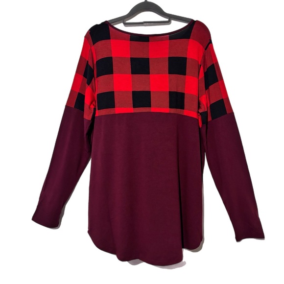 Zenana Outfitters Red and Black Plaid Blouse NWOT - Picture 4 of 8